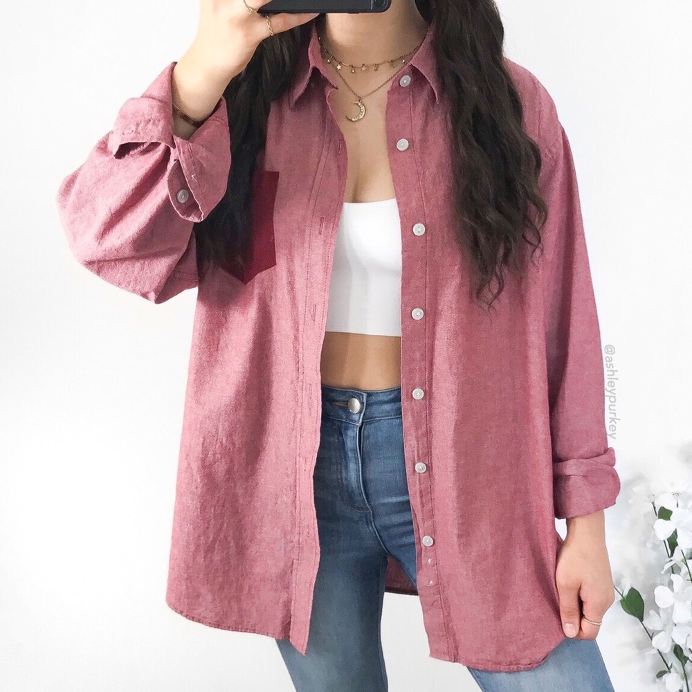 Vintage red and white button down shirt